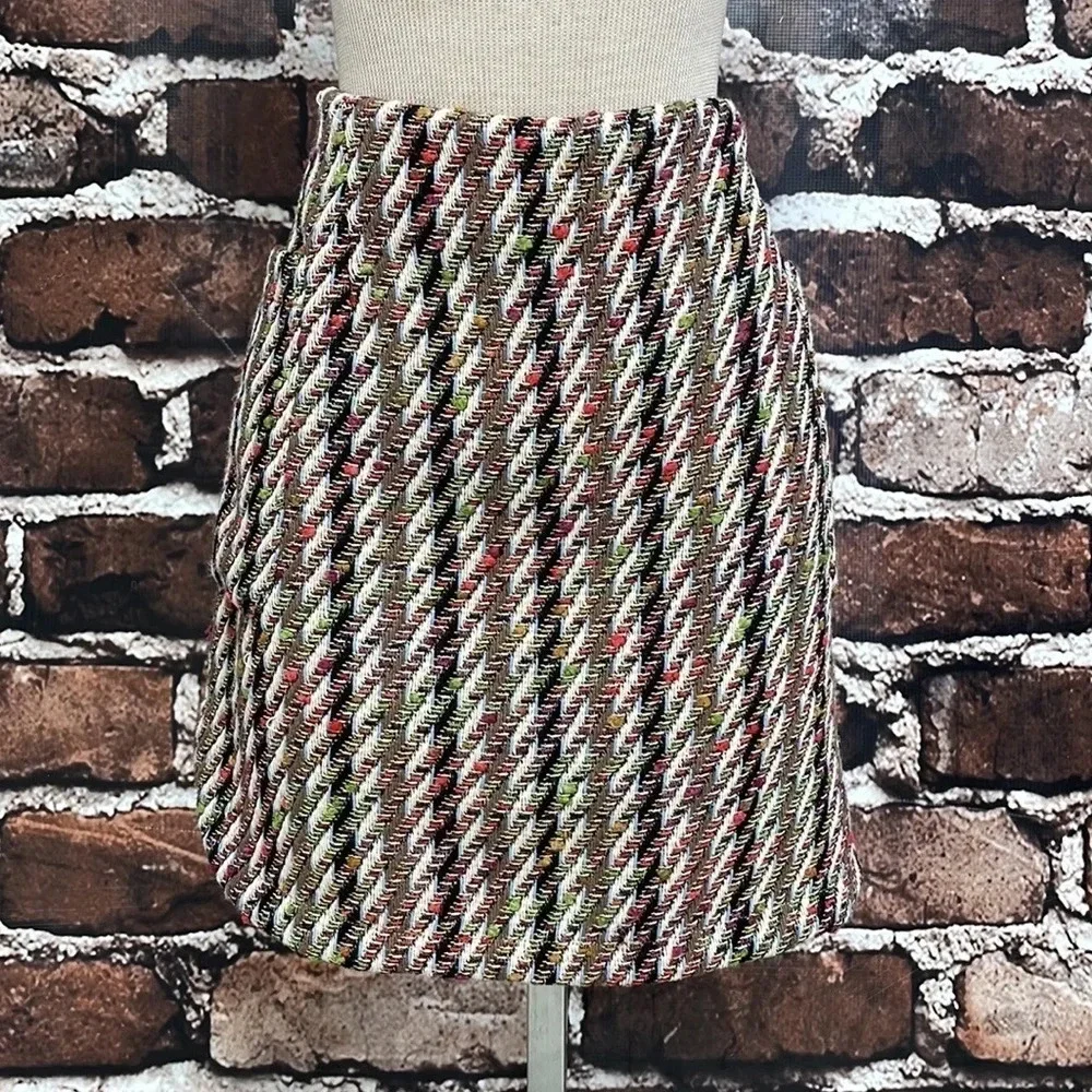.OBJECT Tweed Skirt Mini Colorful Red Cream Size 40 - Picture 5 of 17